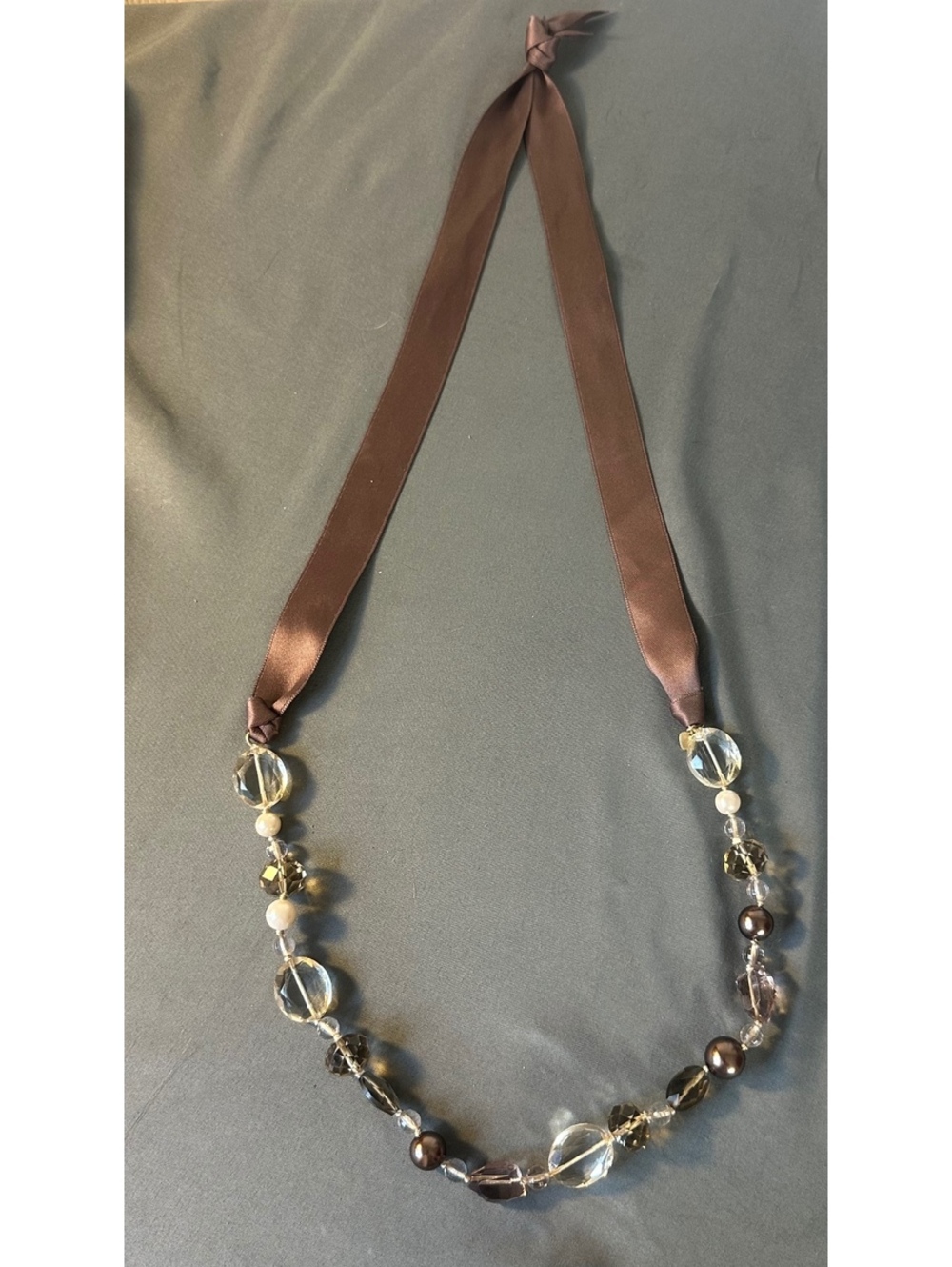 Stella & Dot Chloe Ribbon Necklace Brown